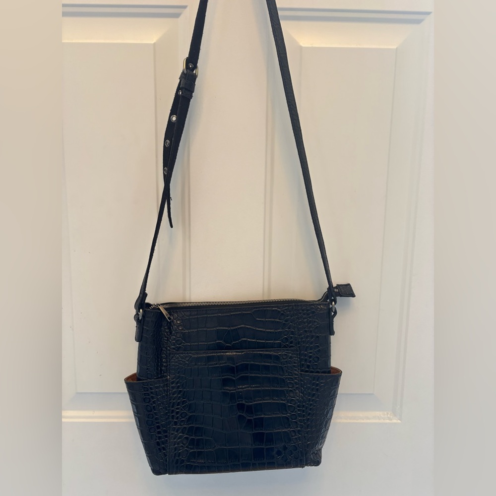 Patricia Nash Aveley medium croc embossed texture leather crossbody